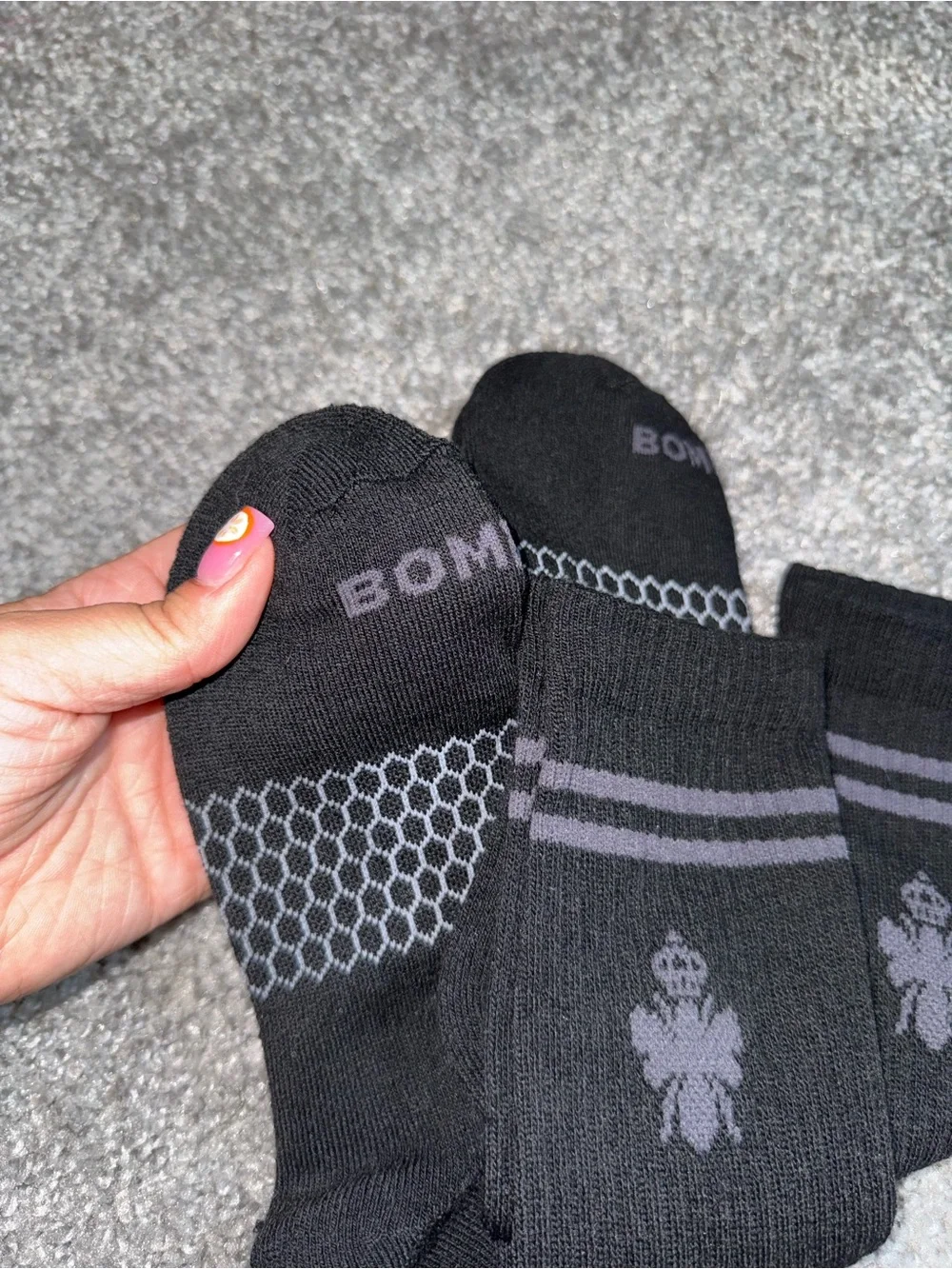 Bombas Honeycomb 2-Pack Crew Calf Socks Size Medium Brand New Unisex Blk 2-Pairs